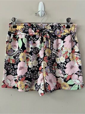 Good luck girl floral silky shorts girls size large pink black